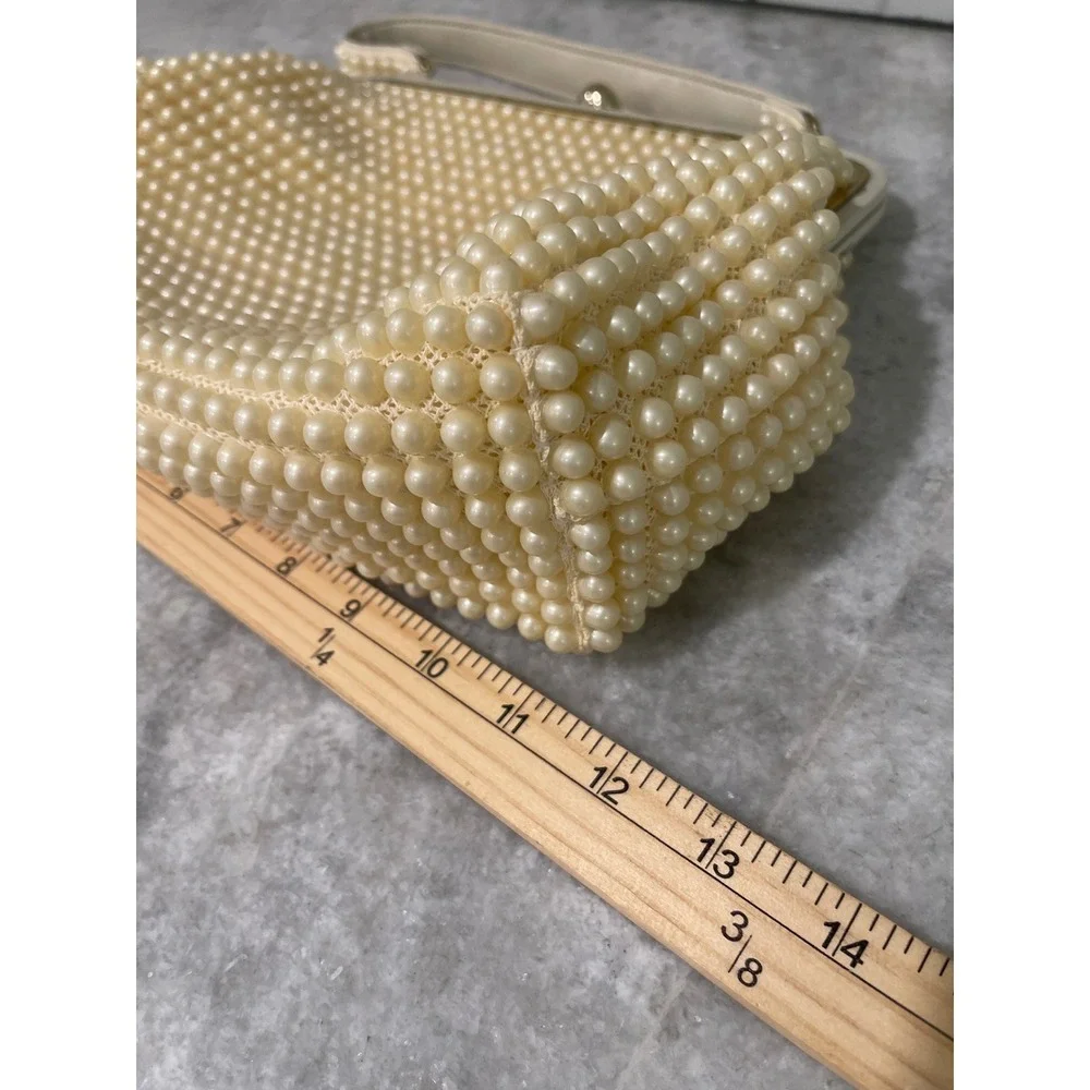 Grandee Bead Handbag Women Small Cream Faux Pearl Vintage Wedding Formal Purse